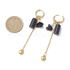 Серьги-кольца с кисточками из нержавеющей стали 304 с синим золотым камнем EJEW-JE06731-01