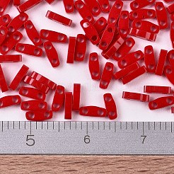 MIYUKIクォーターティラビーズ  日本製シードビーズ  2穴  （qtl408)不透明な赤  5x1.2x1.9mm  穴：0.8mm  約2400個/50g&nbsp;SEED-X0054-QTL0408
