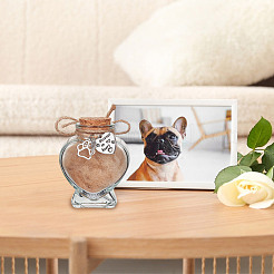 3 шт. памятная бутылка в форме сердца из шерсти домашних животных с подвесками в виде отпечатков лап AJEW-NB00002