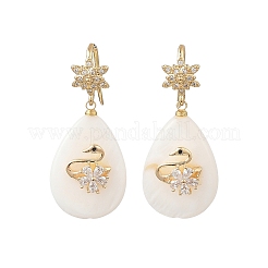 Micro ottone spianare zirconi orecchini pendenti&nbsp;EJEW-JE07442