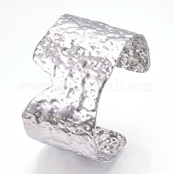 Некорневой браслет-манжета из нержавеющей стали 304 с широким открытым плетением для женщин BJEW-F442-03P