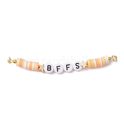 5個 5色 手作りポリマー粘土&アクリル BFFS 友情ヘイシリンクコネクターチャーム  ミックスカラー  76x6mm  穴：3.7mm  1pc /カラー&nbsp;PALLOY-JF03351