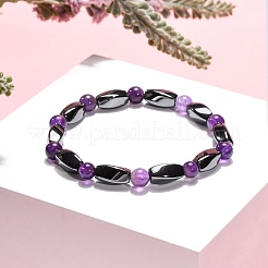 Runde natürliche Amethyst-Stretch-Armbänder&nbsp;X-BJEW-G072-10