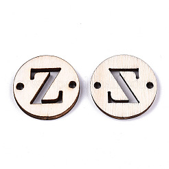 未完成の天然ポプラ材リンクコネクター  レーザー切断  単語とフラットラウンド  文字.z  19.5x2.5mm  穴：2mm&nbsp;WOOD-S045-140A-01Z