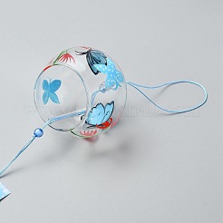 Стеклянный круглый с колокольчиком в виде бабочки HJEW-WH038-01