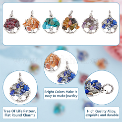 10 комплект из 6-х стилей подвесок из натурального и синтетического камня с крошкообразным узором&nbsp;G-HY0001-35