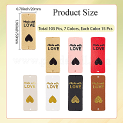 105 шт. 7-х цветные этикетки из искусственной кожи на День святого Валентина DIY-CL0002-01