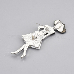 シェルブローチ/ペンダント  合金パーツと樹脂底  女性  プラチナ  貝殻色  85x31x12mm  穴：9x5.5mm  ピン：0.6mm&nbsp;SHEL-S275-42F