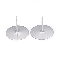 304ステンレススチールスタッドピアス金具  フラットラウンド  銀  14x0.3mm  ピン：0.7mm&nbsp;STAS-H436-24S-14mm