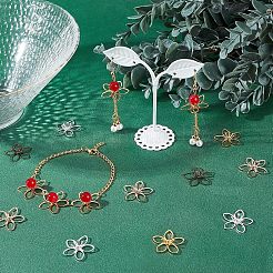 48 шт. 4-х цветные латунные колпачки для бусин KK-FH0004-38