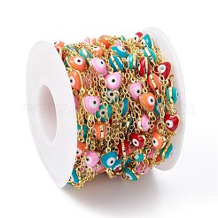 Сердце ручной работы из экологически чистой латуни с эмалью и цепочкой от сглаза CHC-E025-44G