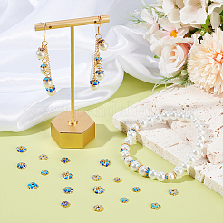 真鍮エナメルビーズキャップ48種類8個  花  ゴールドカラー  ブルー  5.8~8x2~3mm  穴：0.9~1.5mm  6個/スタイル&nbsp;KK-PH0014-51