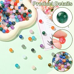 120шт 12 цвета круглые бусины из смолы с имитацией кошачьего глаза RESI-CJ0004-65