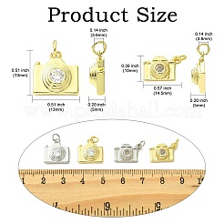 8 Stück 4 Stile Messing Pavé Zirkonia Kamera Charms&nbsp;KK-CJ0004-36
