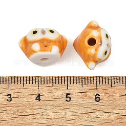 かわいい手描きのミニフクロウの磁器ビーズ  セラミック製の動物ビーズ  オレンジ  11.5~12x17x13~13.5mm  穴：2.5~2.7mm&nbsp;LS-PORC-F014-01D