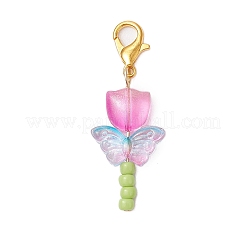 Застежки-лобстеры из цинкового сплава с прозрачными стеклянными бусинами&nbsp;HJEW-JM03034