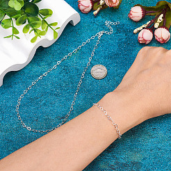 1 комплект латунного браслета и ожерелья с звеньями в форме сердца&nbsp;SJEW-TA0001-05