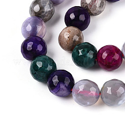 Нити окрашенных и нагретых натуральных агатовых бус с огненным кракелюром&nbsp;G-N359-01B-11