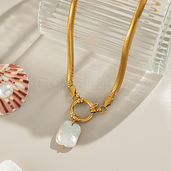 Модные ожерелья из нержавеющей стали с подвеской в виде змеи из натурального пресноводного жемчуга неправильной формы для женщин FS5153