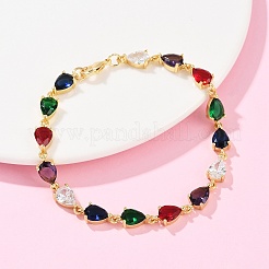 Латунь микро проложить кубического циркония браслеты ссылку BJEW-Z138-01G