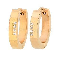 Серьги-кольца из нержавеющей стали 304 с прозрачным кубическим цирконием&nbsp;EJEW-L307-12G-01