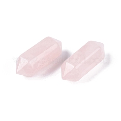 天然石ローズクォーツペンダント  両端子尖った弾丸チャーム  多面カット  20~22x8.5~9x8mm  穴：1.6~2mm&nbsp;G-Q601-27G