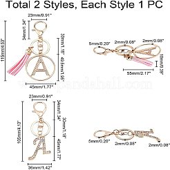 Наборы брелков из сплава со стразами в стиле 2шт. KEYC-WR0001-01A
