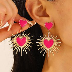 Orecchini pendenti a forma di cuore in smalto di ferro&nbsp;PW-WG8016D-02