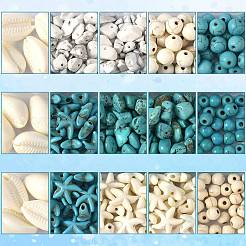 192шт 6 стиля синтетические бирюзовые бусины TURQ-FS0001-07
