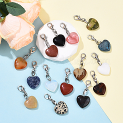 15 шт. подвеска в форме сердца из натуральных и синтетических камней&nbsp;HJEW-YW00170