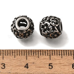 304ステンレススチールヨーロピアンビーズ  大穴ビーズ  花とロンデル  アンティークシルバー  10x9.5mm  穴：4mm&nbsp;STAS-D191-05I-AS