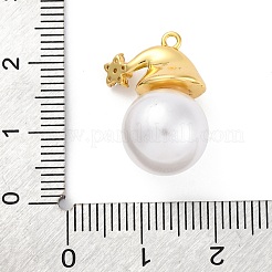 Pendenti in ottone placcato con zirconi cubici e pendenti in perle finte ABS&nbsp;KK-Q010-09G