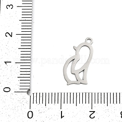 ステンレスペンダント201個  猫のチャーム  ステンレス鋼色  16x8.5x1mm  穴：1.4mm&nbsp;STAS-F316-05P-03