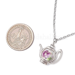 Ручная работа цветочные узоры фарфор керамические бусины чайник кулон ожерелья NJEW-JN05257