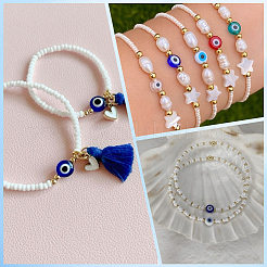 100 pz fatto a mano perline di lampwork malocchio&nbsp;LAMP-SP0001-05