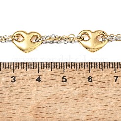 Zweifarbige Herzgliederketten aus Edelstahl 304 für Damen&nbsp;NJEW-A074-09GP