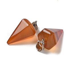 天然赤瑪瑙のペンダント  201ステンレススチール製金具付き  コーン  25x15mm  穴：4x7mm&nbsp;G-B127-13P-01
