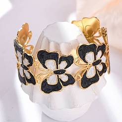 Браслеты-манжеты из нержавеющей стали 304 с эмалью для женщин&nbsp;LS-BJEW-P347-01G-C