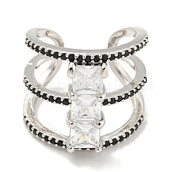 Квадратная стойка с покрытием из латуни с микро-паве и кубическим цирконием&nbsp;RJEW-F162-14P