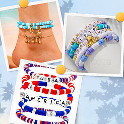 DIY-Scheiben/flache runde Polymer-Tonperlen und Emaille-Legierungs-Charm-Sets zum Basteln von Stretch-Armbändern mit Ozean-Motiv&nbsp;DIY-SP0003-40