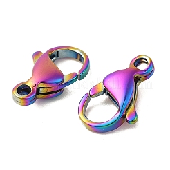 イオンプレーティング（IP）304ステンレススチールカニカン  オウムトリガークラスプ  虹色  10x6x3mm  穴：1.2mm&nbsp;STAS-AB10-M