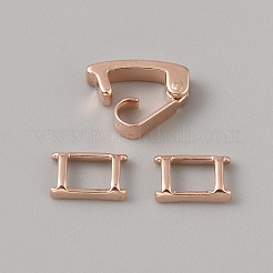 真鍮製折りたたみ式クラスプ  長方形  ローズゴールド  16.5x4.5x4.5mm&nbsp;KK-WH0079-109B-RG