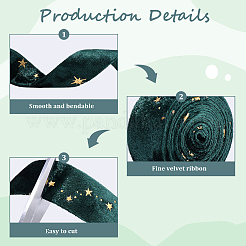 Двусторонние байковые ленты со звездами и золотым тиснением&nbsp;SRIB-GF0001-55B