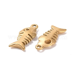 イオンプレーティング（IP）304ステンレスペンダント  魚の骨  ゴールドカラー  21x8.5x3mm  穴：1.6mm&nbsp;STAS-C059-03G