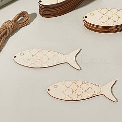 30 шт. рыбка незаконченные вырезанные из дерева подвесные украшения DIY-SP0004-52