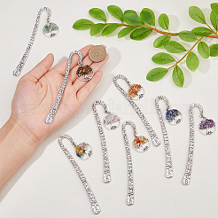 Плоская круглая форма с закладками из натуральных и синтетических драгоценных камней «Древо жизни» AJEW-FH00015