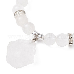 Эластичный браслет из кристаллов натурального кварца и синтетического гематита&nbsp;BJEW-JB09760-05