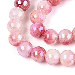 Гальванические непрозрачные стеклянные бусины EGLA-T026-8mm-05K