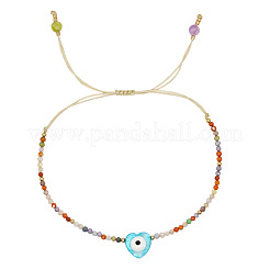 Braccialetti intrecciati con perline rotonde sfaccettate in pietra mista e conchiglie naturali colorate e regolabili in stile bohémien&nbsp;VR3848-1