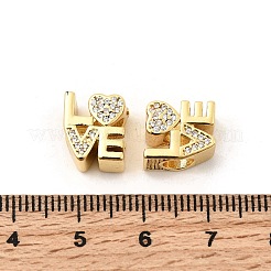Messing Micro Pave klare Zirkonia europäische Perlen&nbsp;X-KK-P344-03G